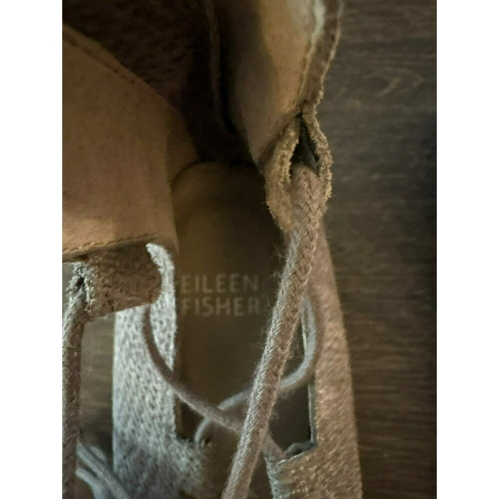 Eileen Fisher Vero Cuoio Gray Lace-Up Ankle Flats With Back Zippers Sz 8.5 - Picture 3 of 7